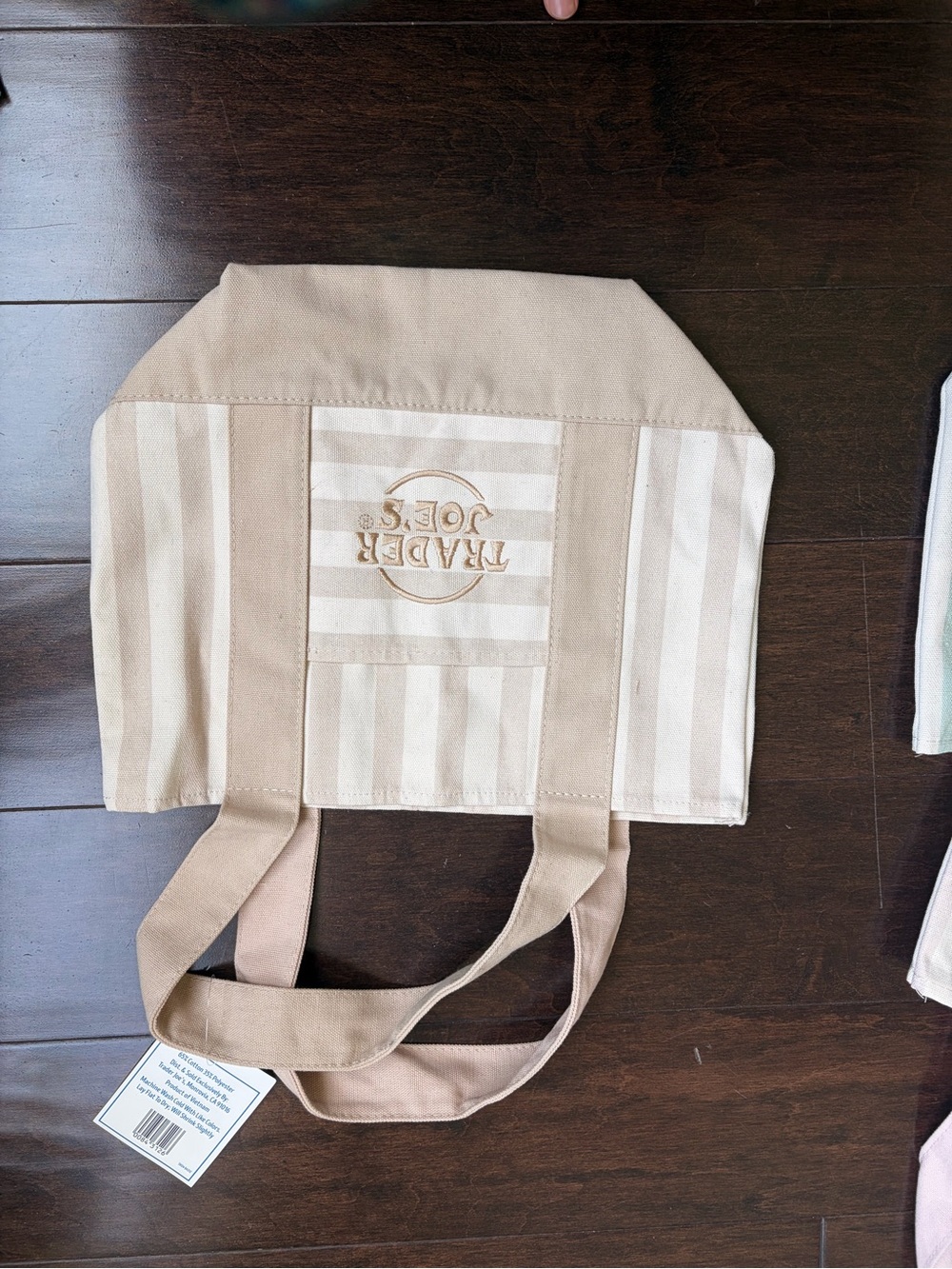 4 Pieces Set NEW 2026 Edition Trader Joe's Mini Tote Canvas Bags Pastel Striped - Picture 7 of 11